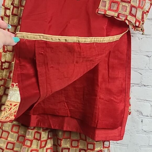 Girls Embellished 3pc Salwar Suit Set Chinon Georgette Kurta Indian Festive Wear - Picture 6 of 16